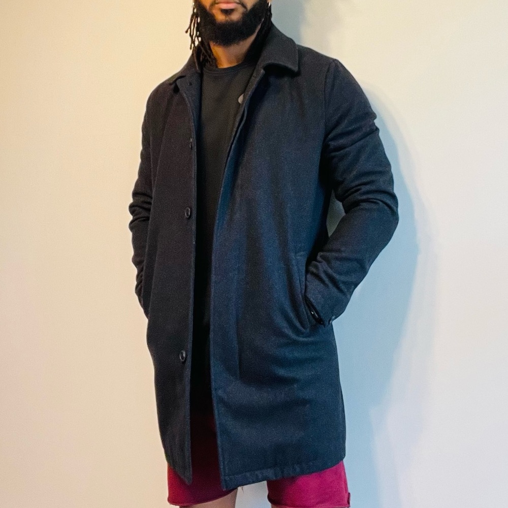 Only & Sons Wool Trench, Color Charcoal, Size M